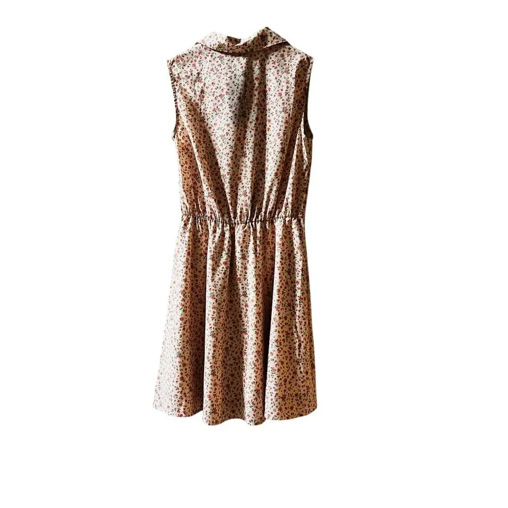 Allegra K Floral Sleeveless Half Button Up Dress Size XS NWT